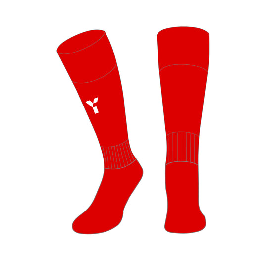 Y1 Bright Red Playing Socks