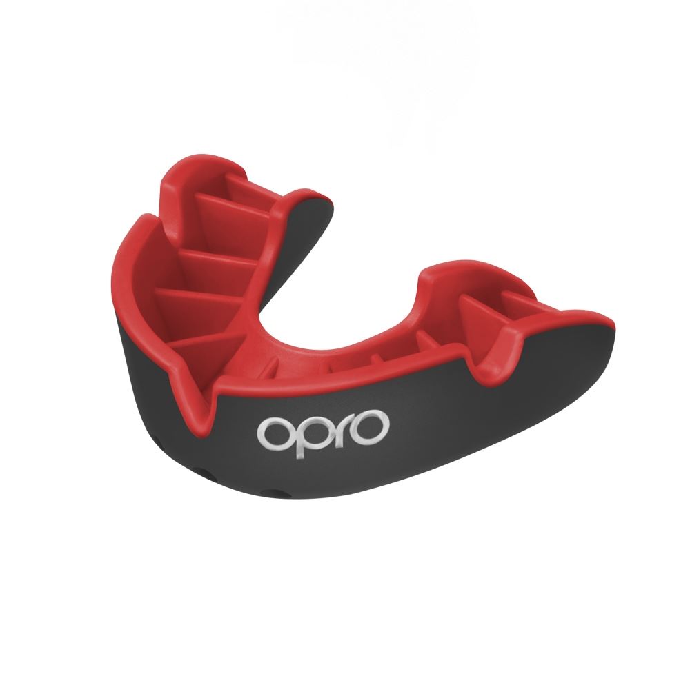 OPRO Self Fit Silver Adult - Black/Red